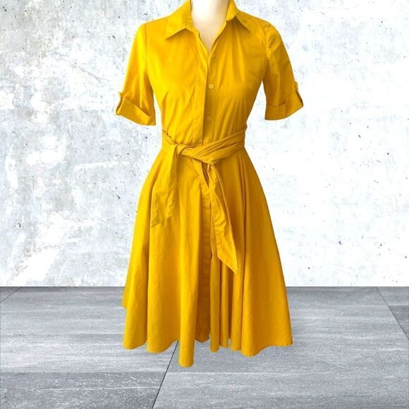 Badgley Mishka Yellow Swing Dress With Belt Size 0 - Picture 1 of 11
